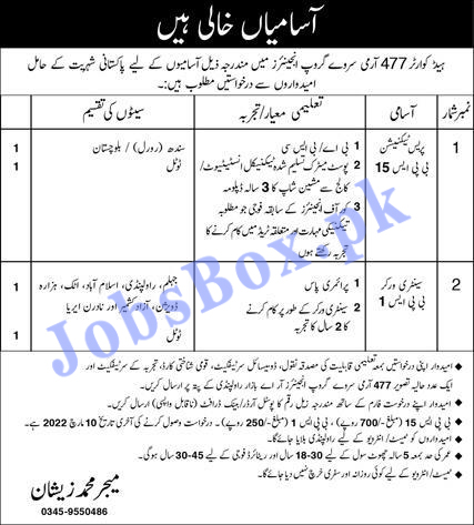 Jobs in Headquarters 477 Army Survey Group Engineers 2022