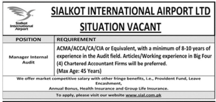 Sialkot International Airport Limited SIAL Jobs 2022