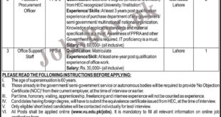 Virtual University of Pakistan VU Jobs 2022 Apply Online www.vu.edu.pk