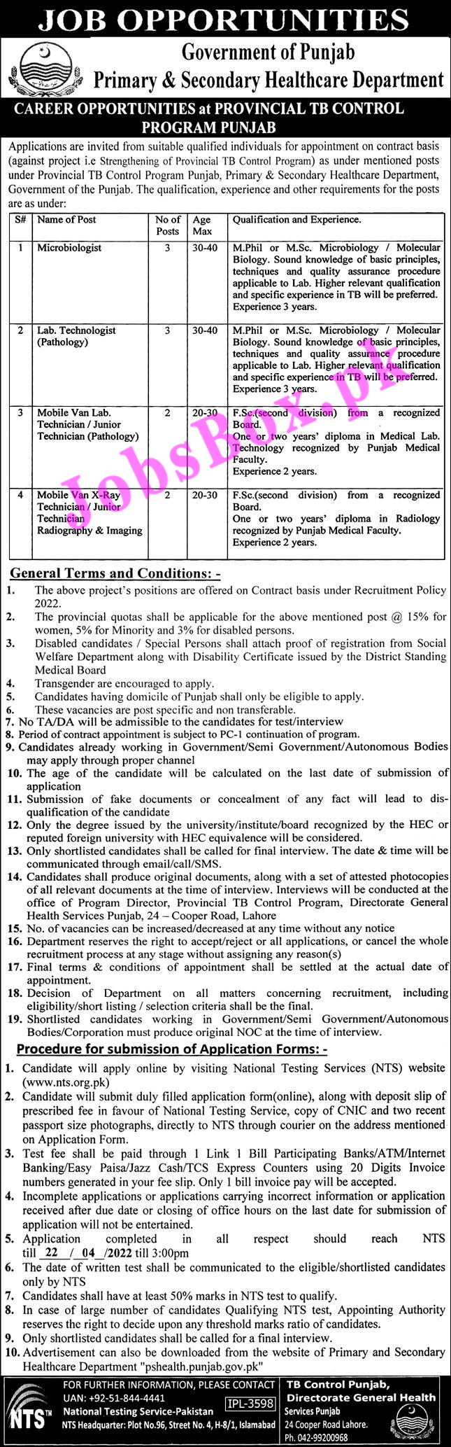 Punjab Primary & Secondary Healthcare Department Jobs 2022