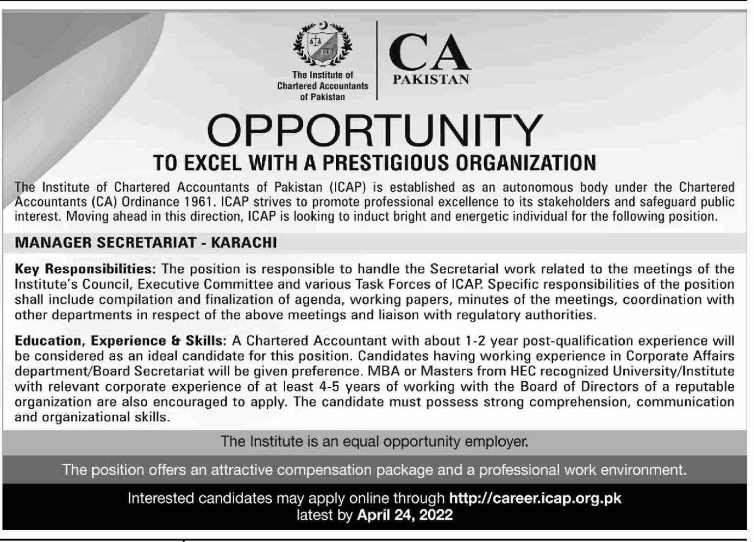 Institute of Chartered Accountants of Pakistan ICAP Jobs 2022