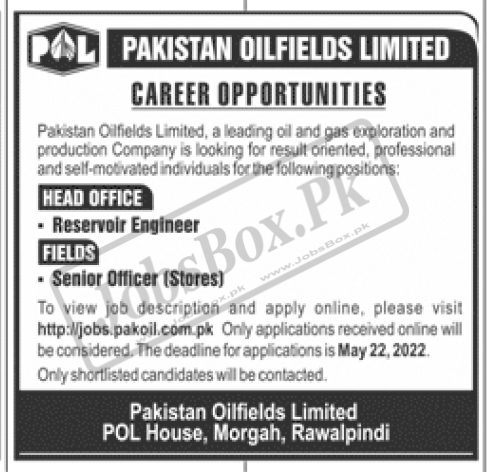 Pakistan Oilfields Limited POL Jobs 2022 I Jobs.pakoil.com.pk