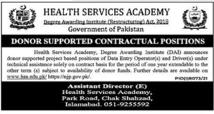 Health Services Academy Jobs 2022 – Online Applications www.hsa.edu.pk