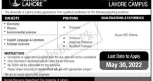University of Lahore UOL Jobs 2022 – Submit Online Applications
