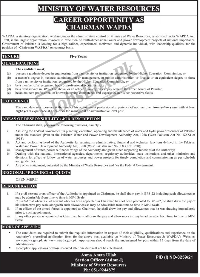 WAPDA Jobs 2022 via PTS Download Form Online – www.wapda.gov.pk