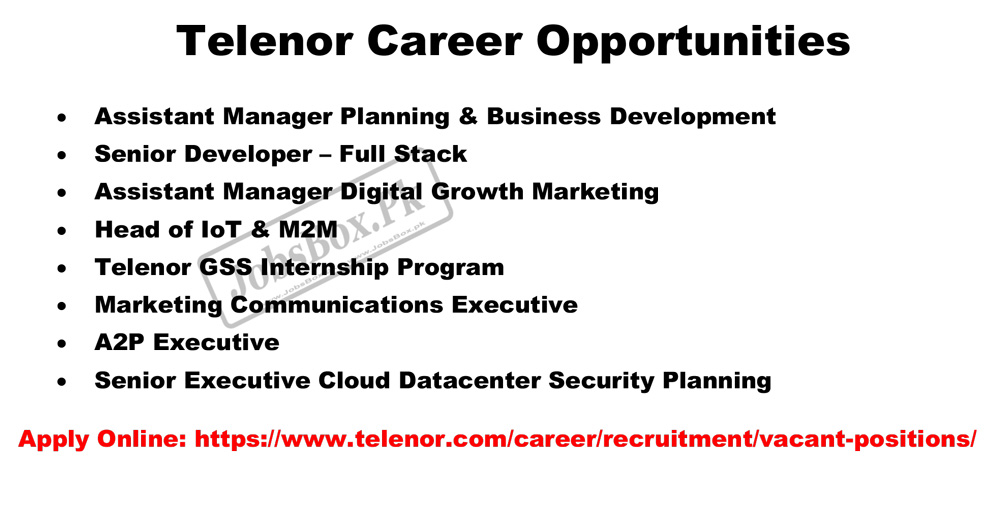 Telenor Pakistan Jobs 2022 – Application Form at www.telenor.com