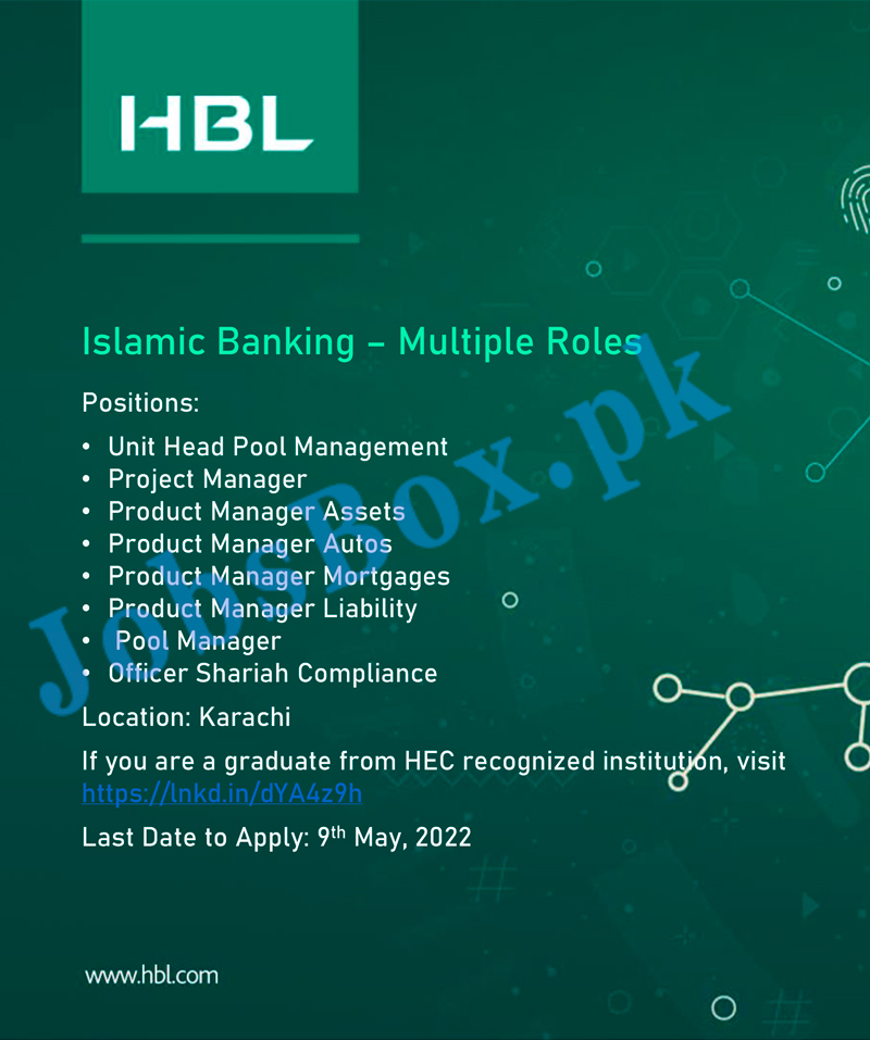 Habib Bank Limited HBL Jobs May 2022 Advertisement – Fill Online Form