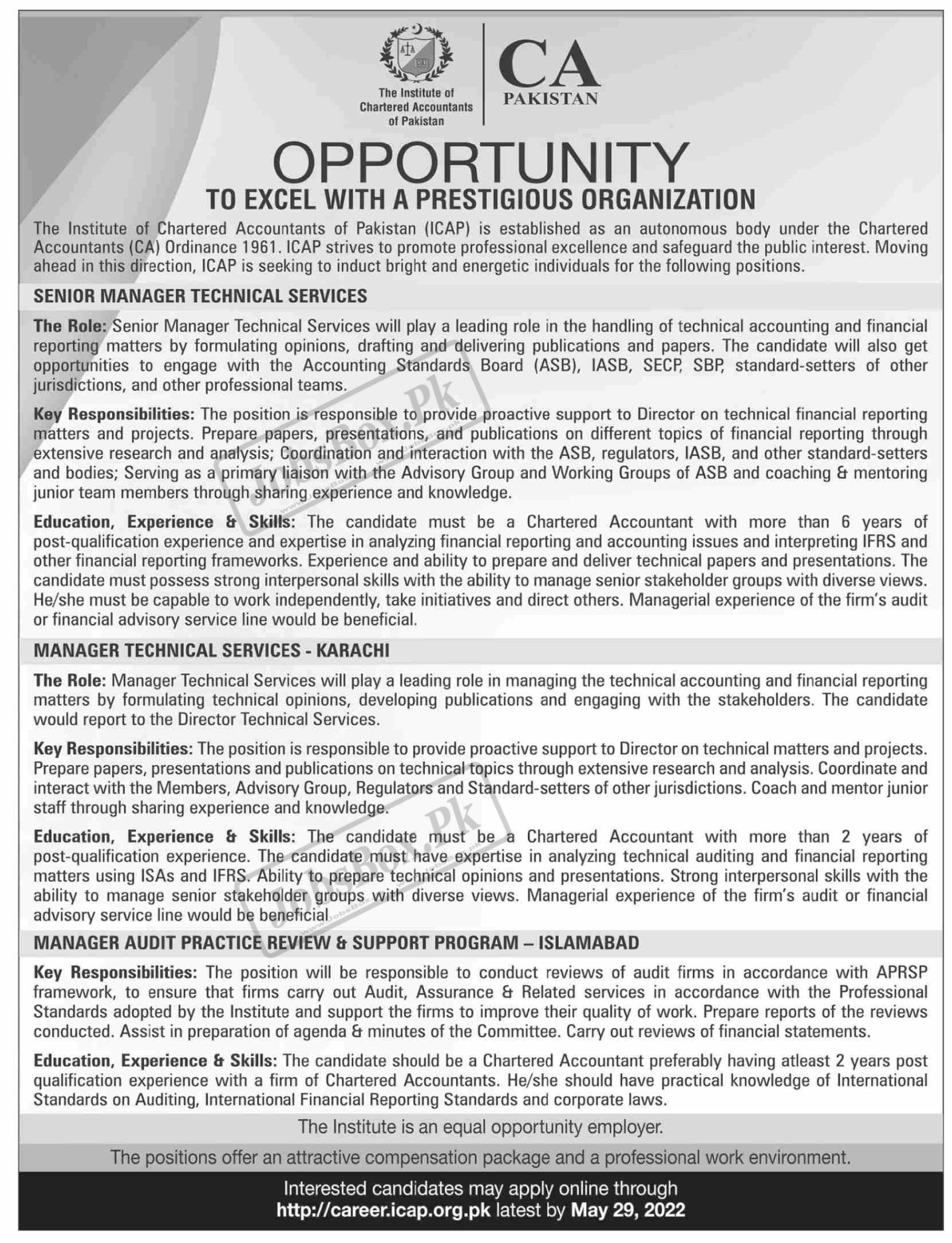 ICAP Jobs 2022 Institute of Chartered Accountants of Pakistan – Online Form