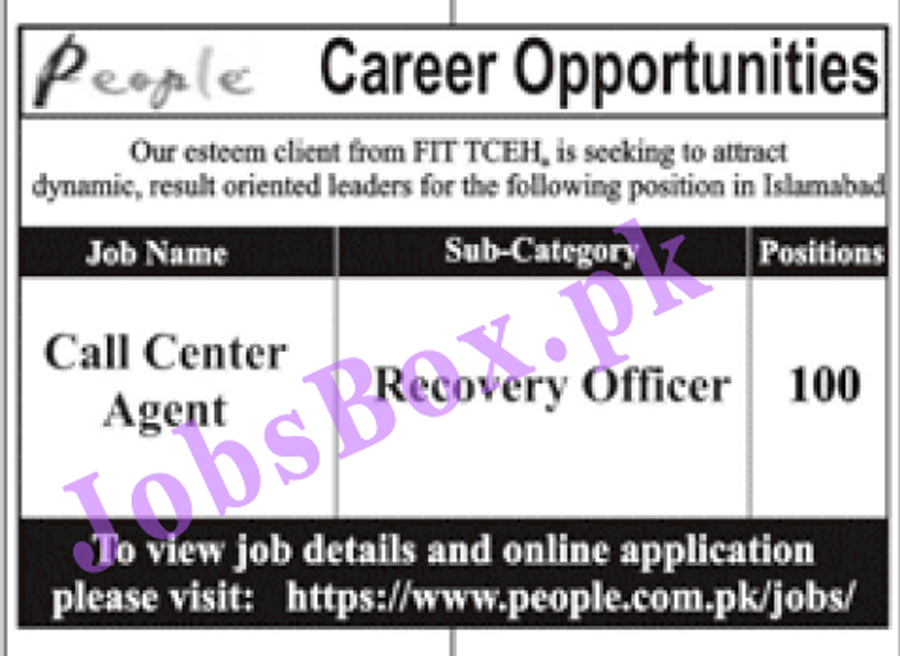 Call Center Agents – Recovery Officers Jobs in Islamabad (100 Positions)